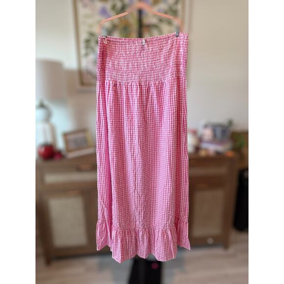 New Raviya Pink Gingham Strapless Midi Dress with Pockets Size 2X - Picture 7 of 7